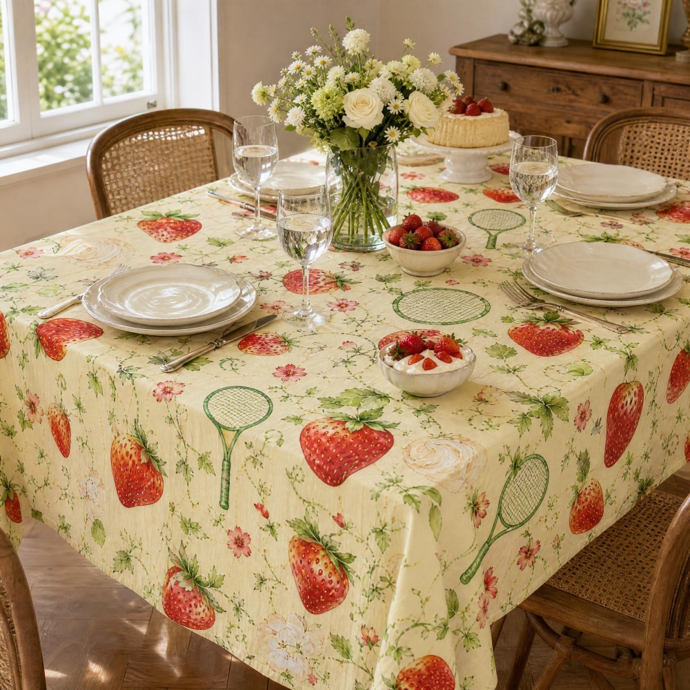 Table Tennis News Today - Strawberry Floral Table Cloth Retro Tennis
